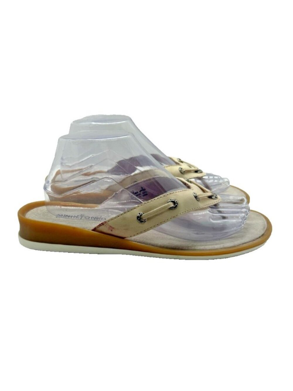 Minnetonka Silverthorne #5782 Sandal Thong Women's Sz 9 Tan Leather Shoes Beach